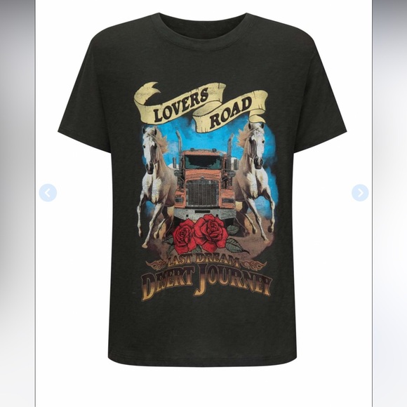 Spell lovers road biker tee S NWT Black Graphic Tee with Horse and Truck Design - Picture 4 of 11